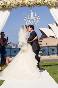 professional photo of bride and groom wedding ceremony at opera house sydney