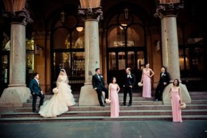 professional photo of bridal party at martin place sydney